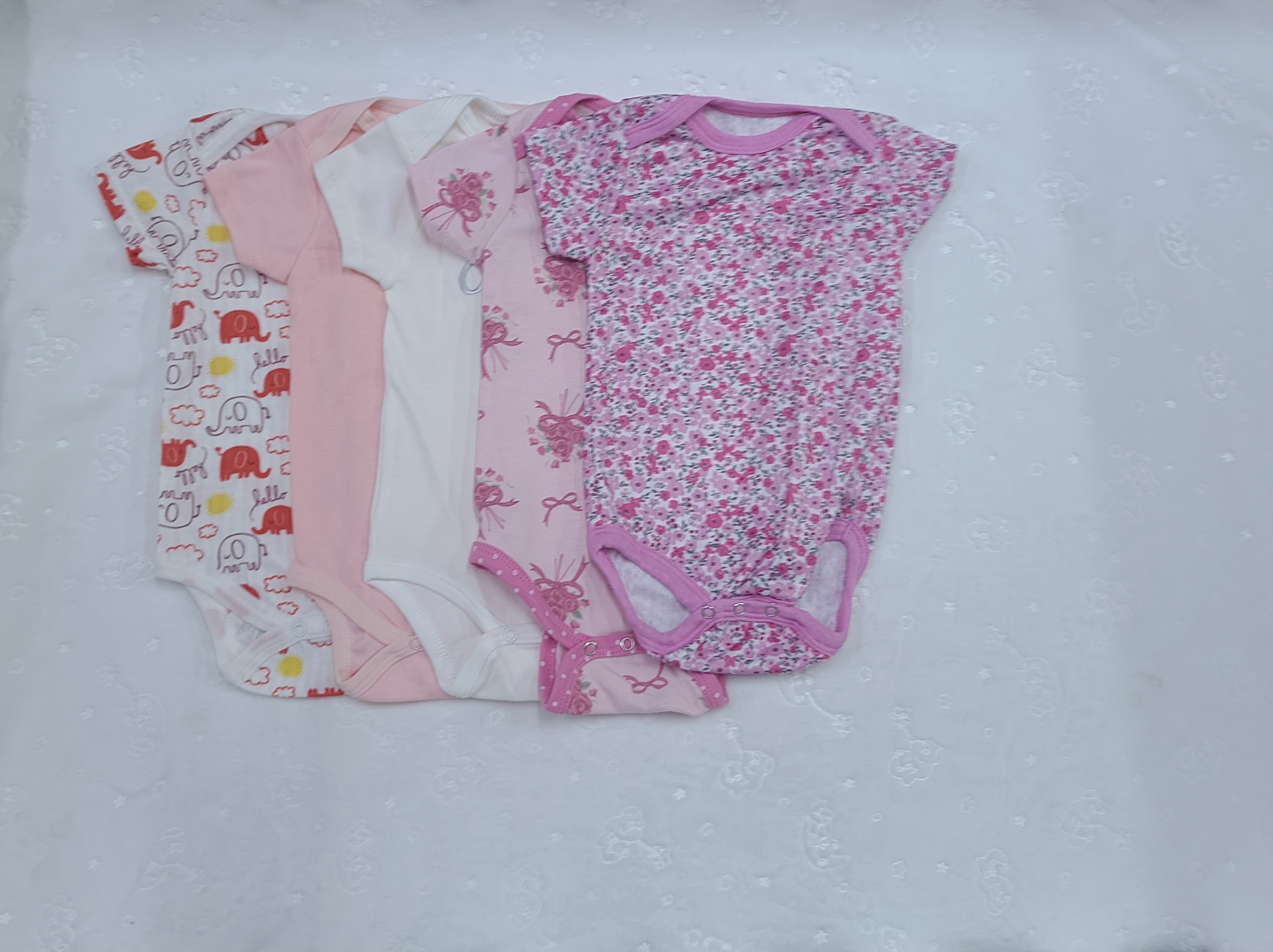 5 Piece Baby Girl Bodysuit Set Cotton (9–12M)