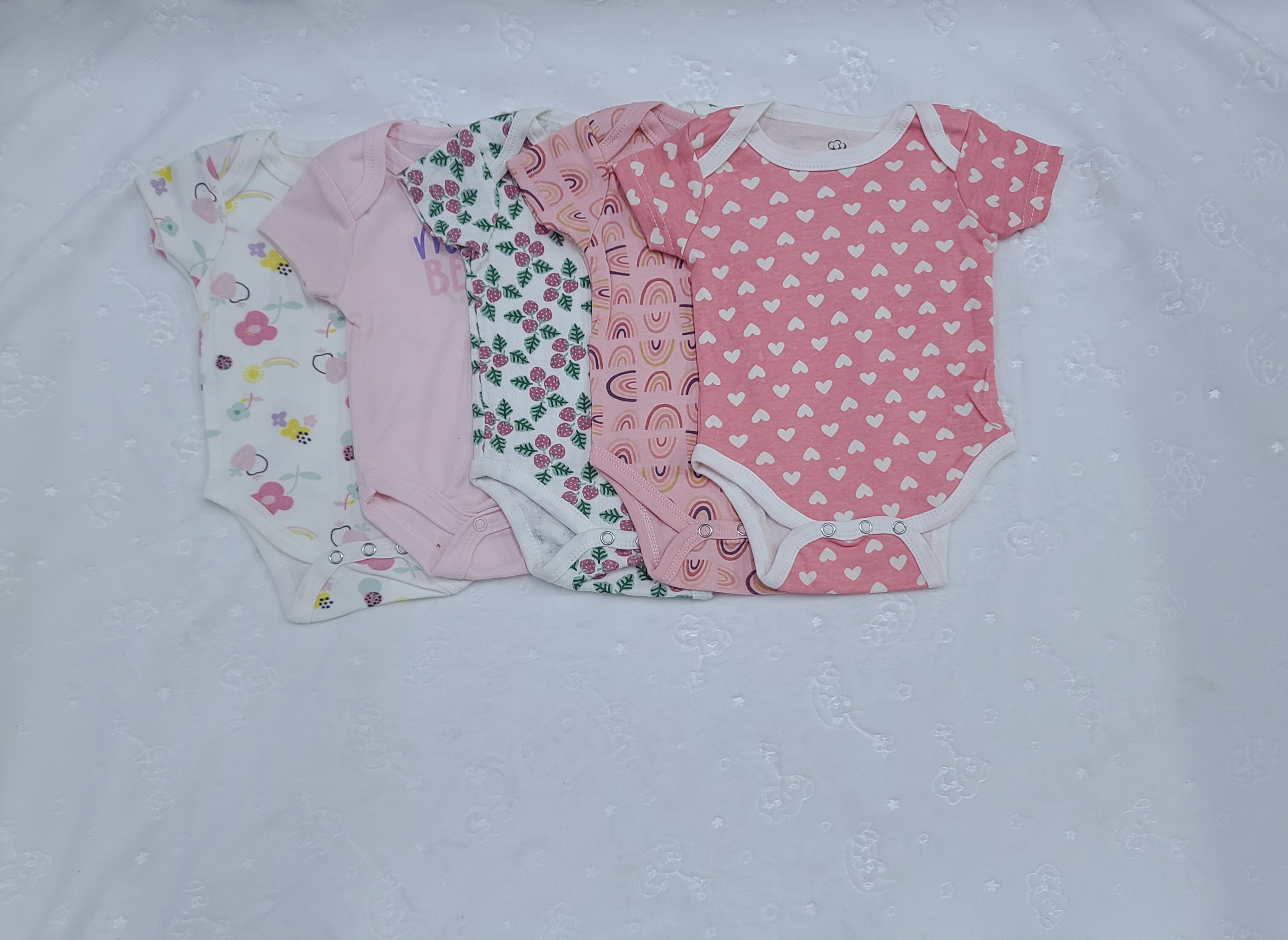 5 Piece Baby Girl Bodysuit Set Cotton (0–3M)