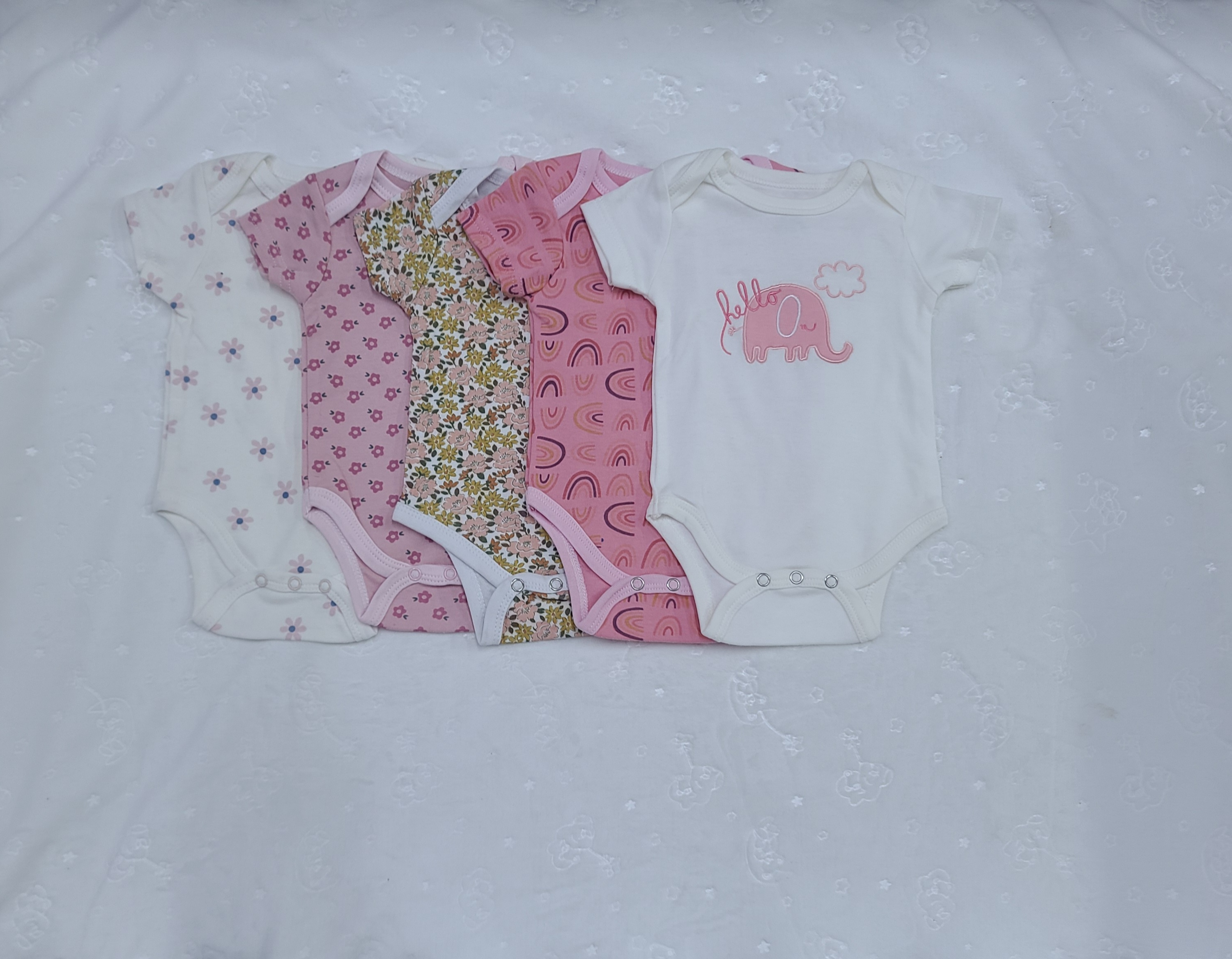 5 Piece Baby Girl Bodysuit Set Cotton (0–3M)