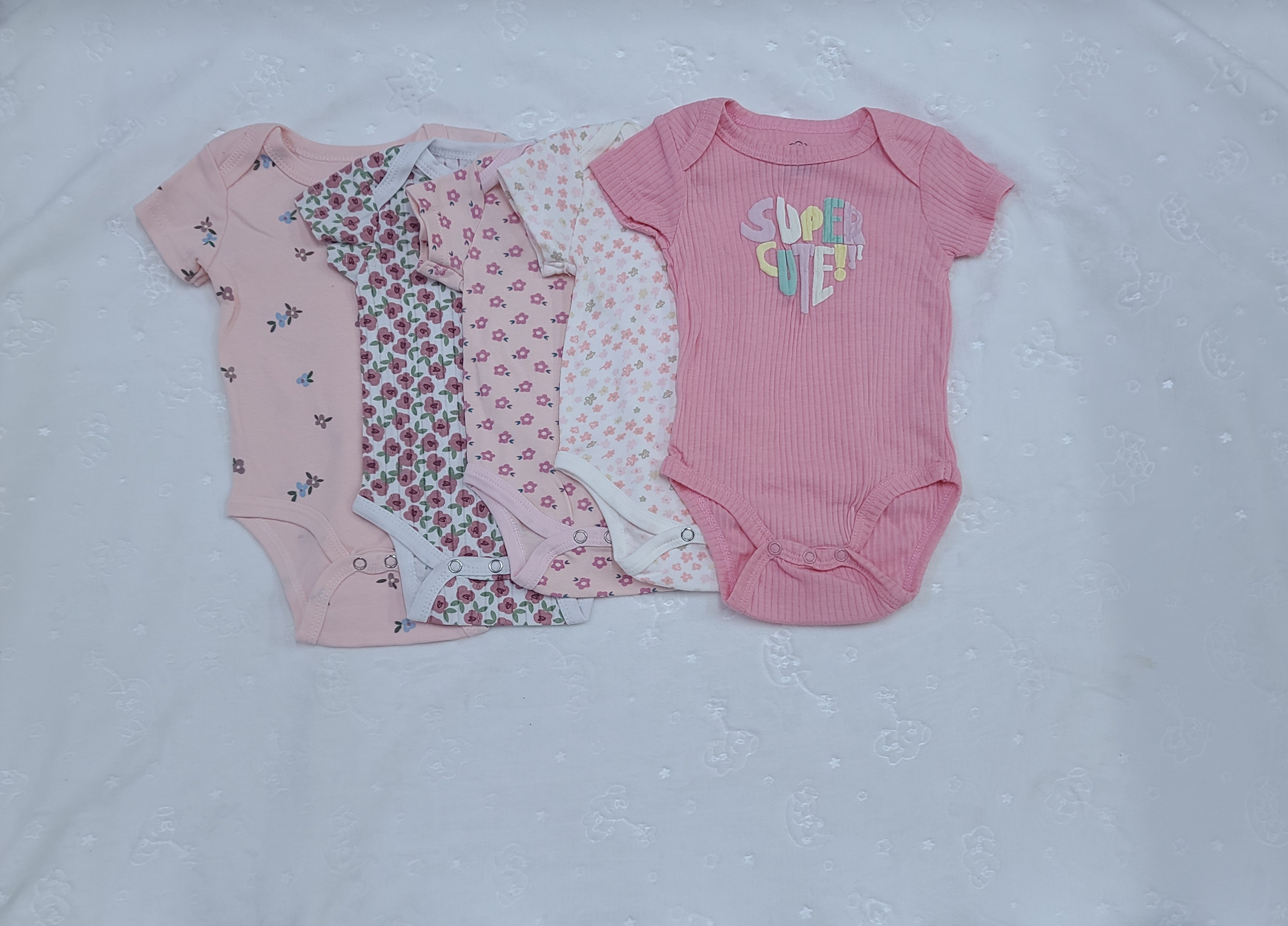 5 Piece Baby Girl Bodysuit Set Cotton (0–3M)