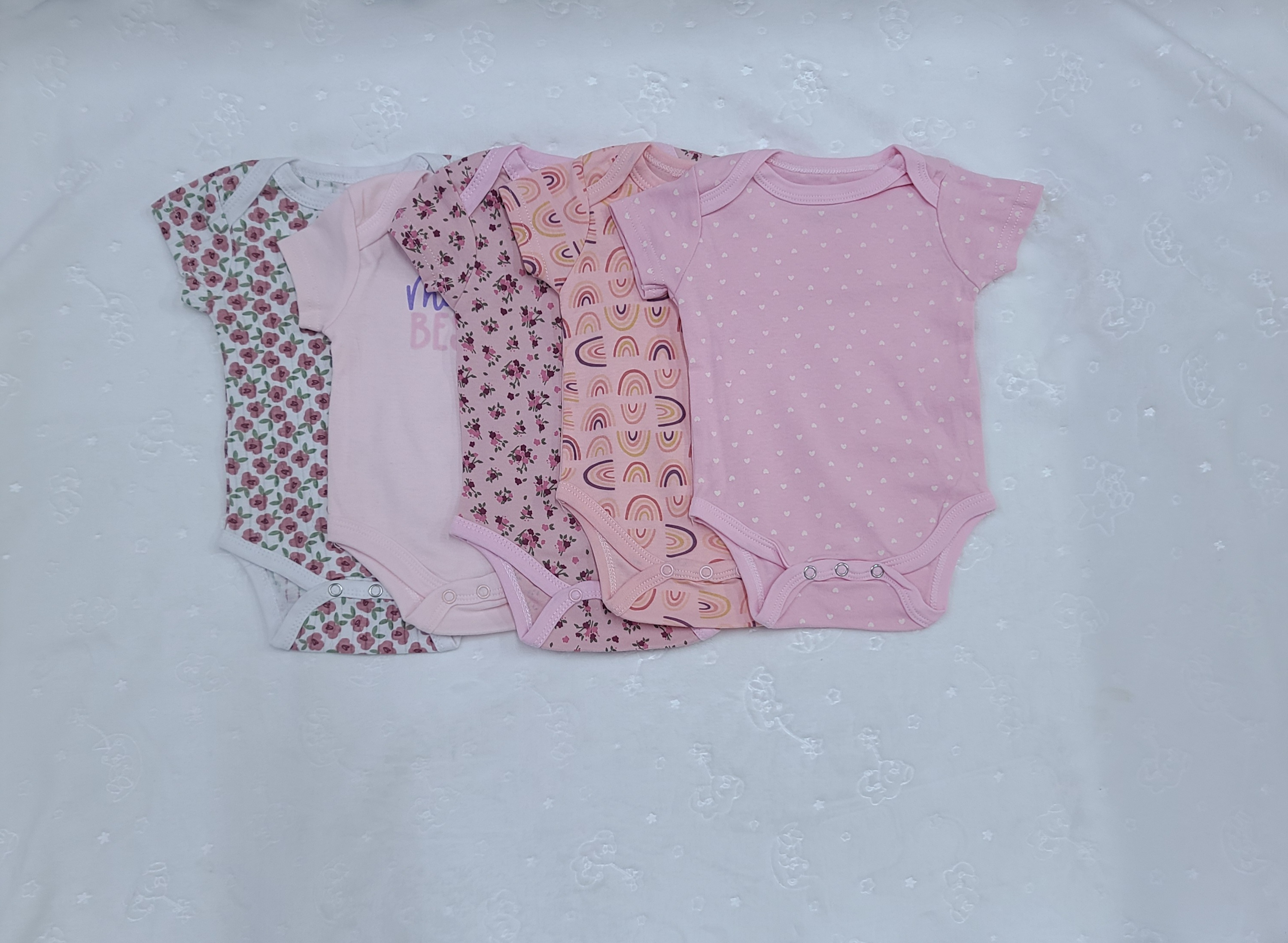 5 Piece Baby Girl Bodysuit Set Cotton (0–3M)