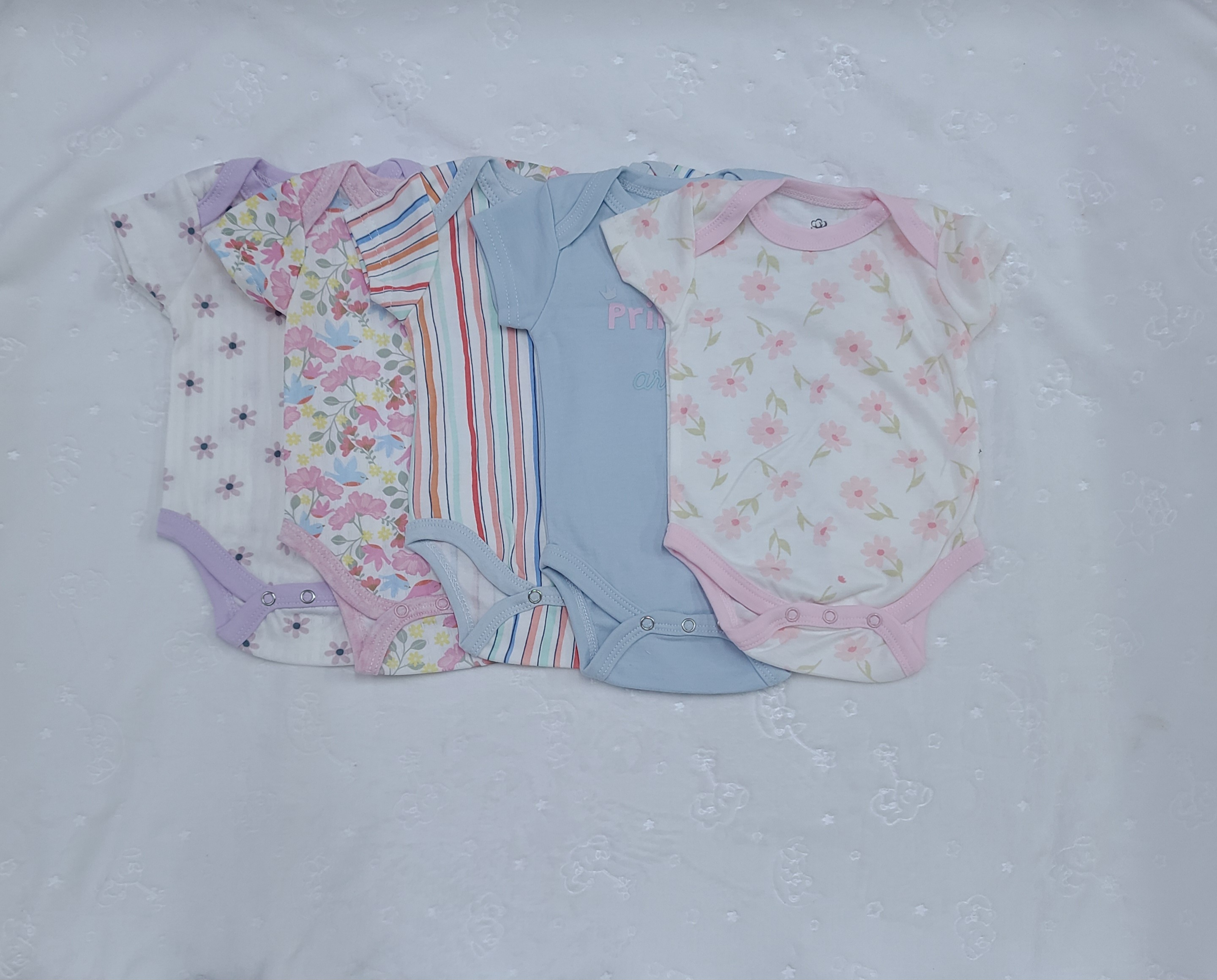 5 Piece Baby Girl Bodysuit Set Cotton (0–3Months)