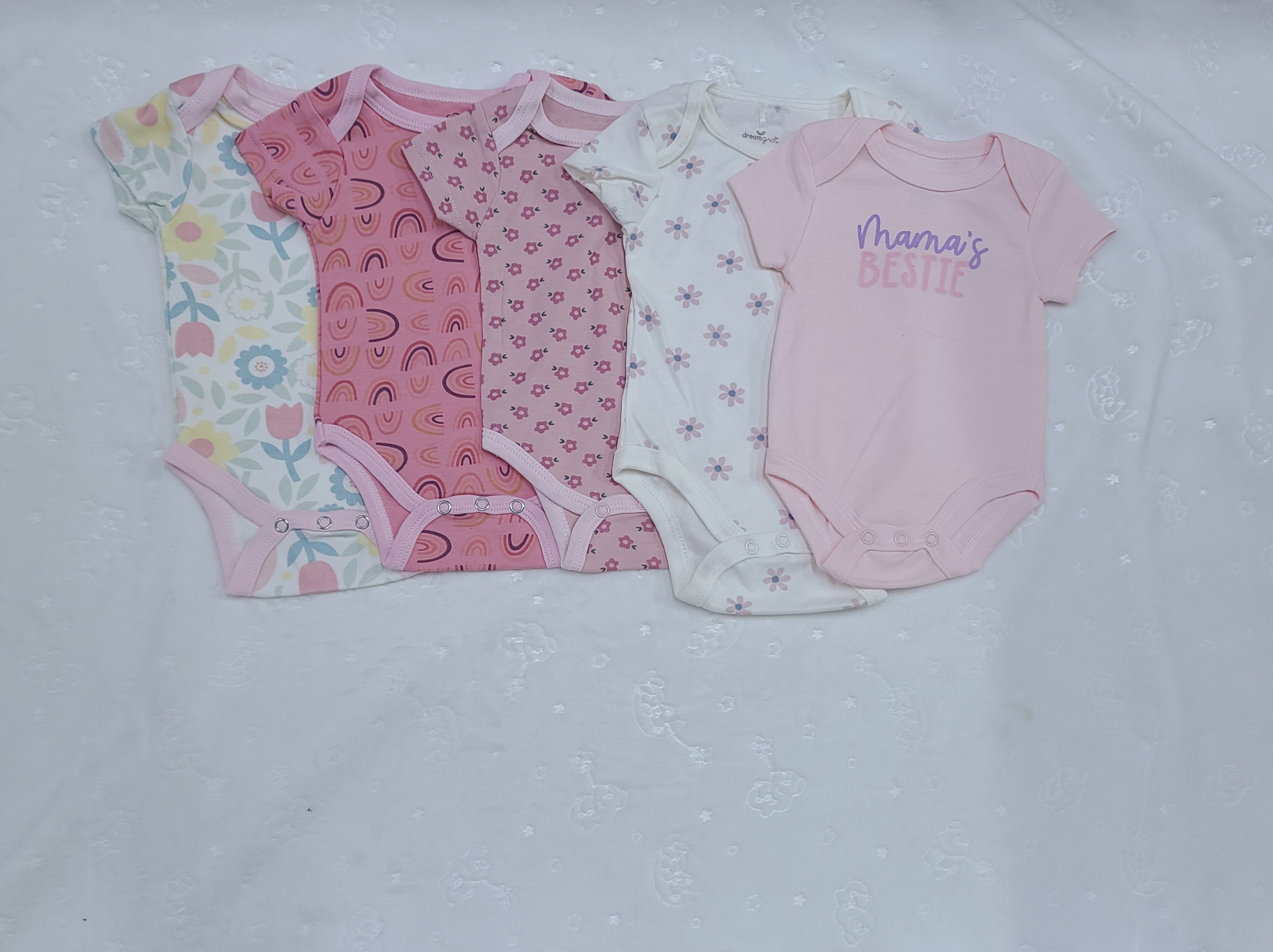 5 Piece Baby Girl Bodysuit Set Cotton (0–3Months)