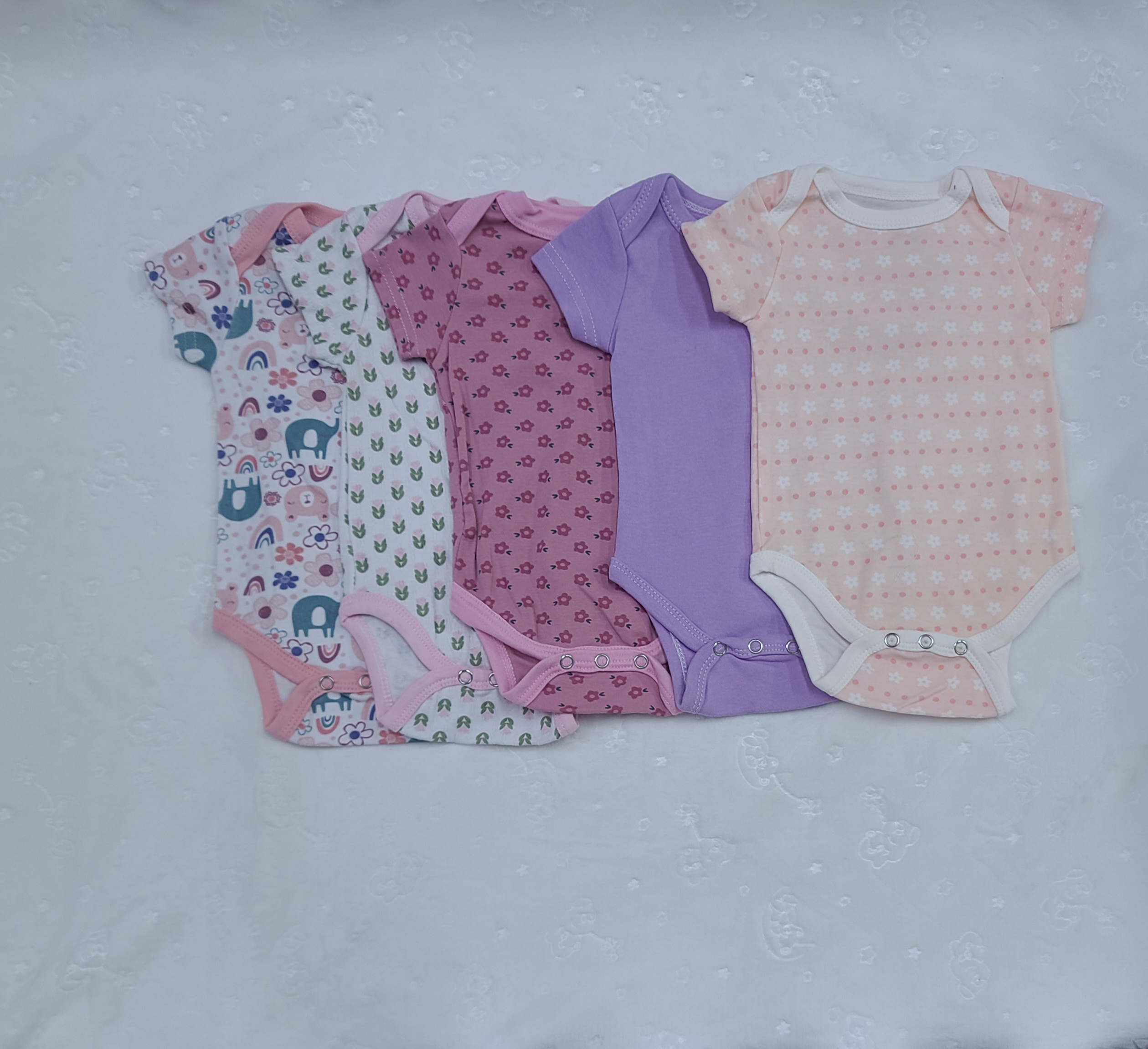 5 Piece Baby Girl Bodysuit Set Cotton (0–3Months)