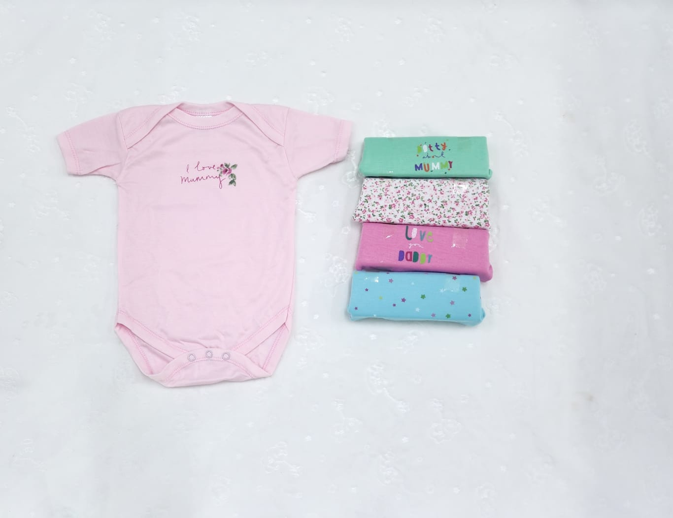 5 Piece Baby Girl and Boy Body suit Set Cotton (6–9 Months)