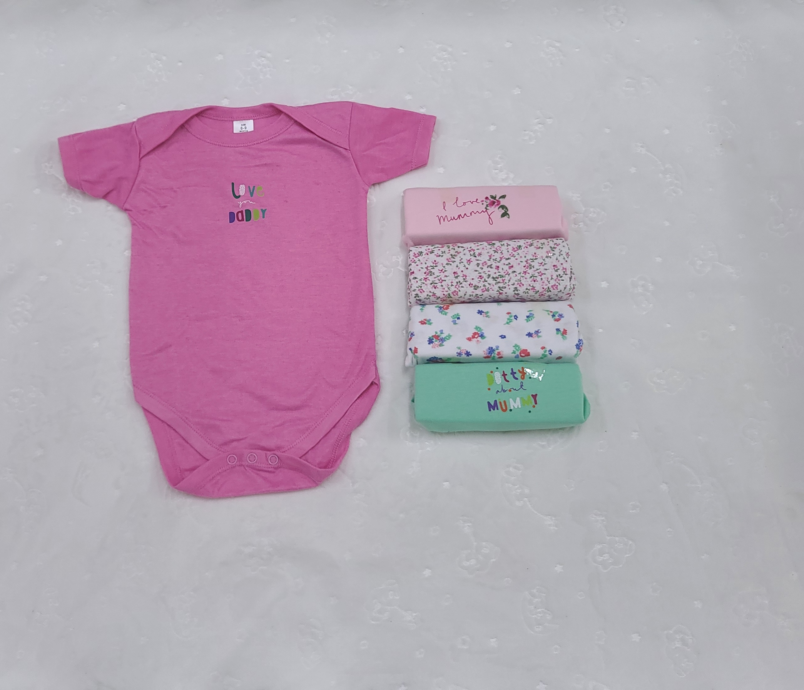 5 Piece Baby Girl and Boy Body suit Set Cotton (6–9 Months)