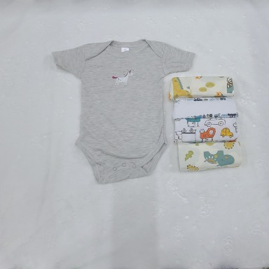 5 Piece Baby Boy Bodysuit Set Cotton (3–6M)