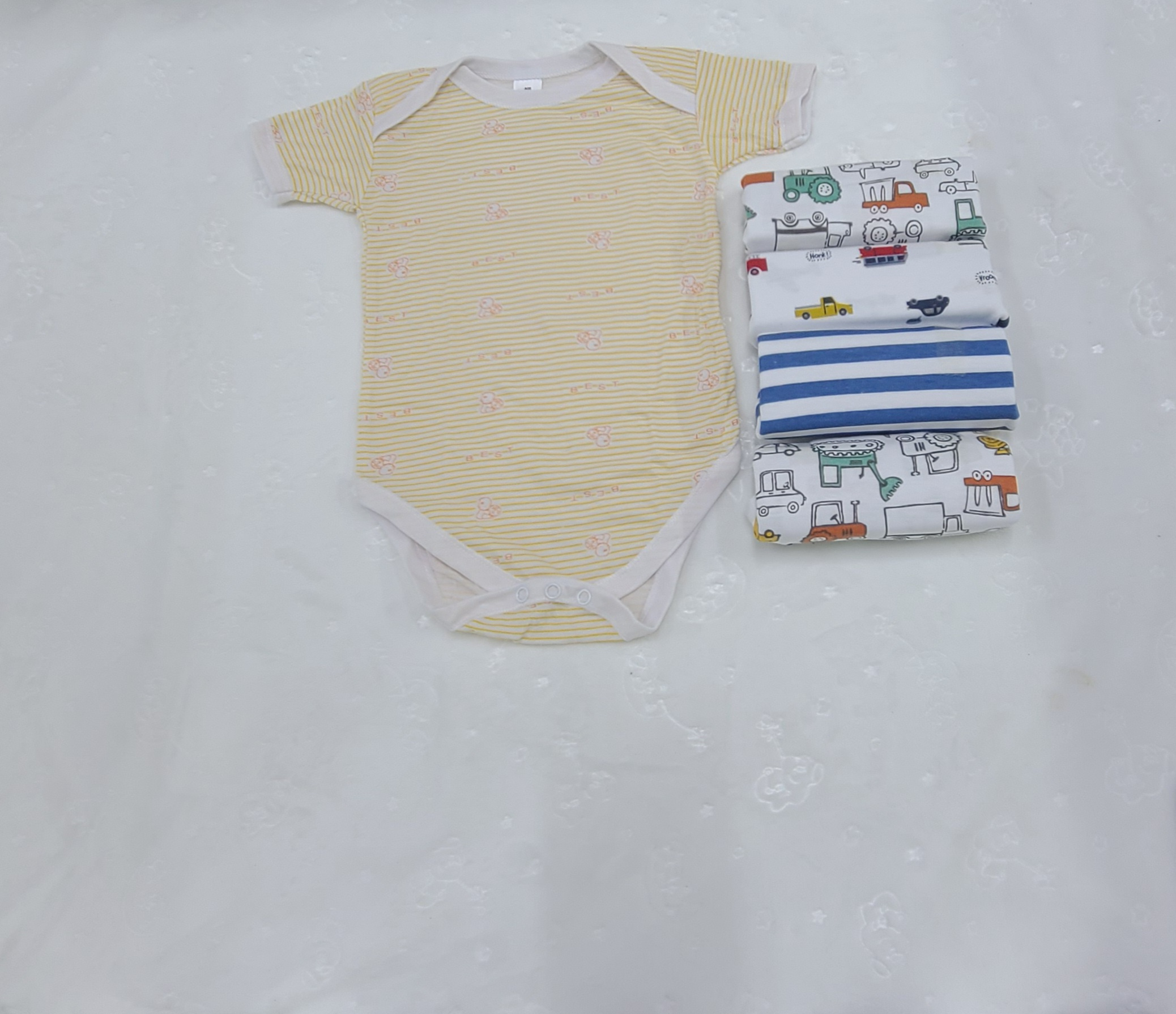 5 Piece Baby Boy Bodysuit Set Cotton (6–9M)