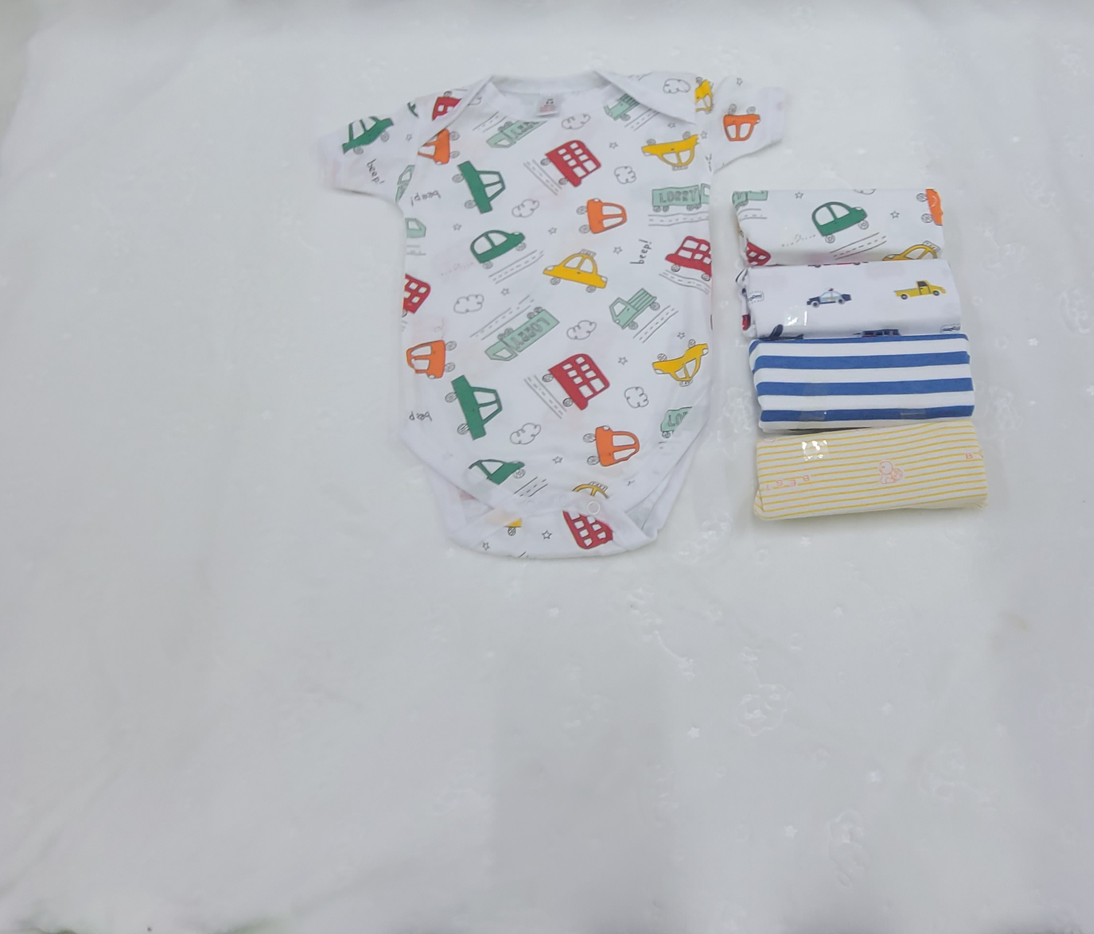 5 Piece Baby Boy Bodysuit Set Cotton (6–9M)
