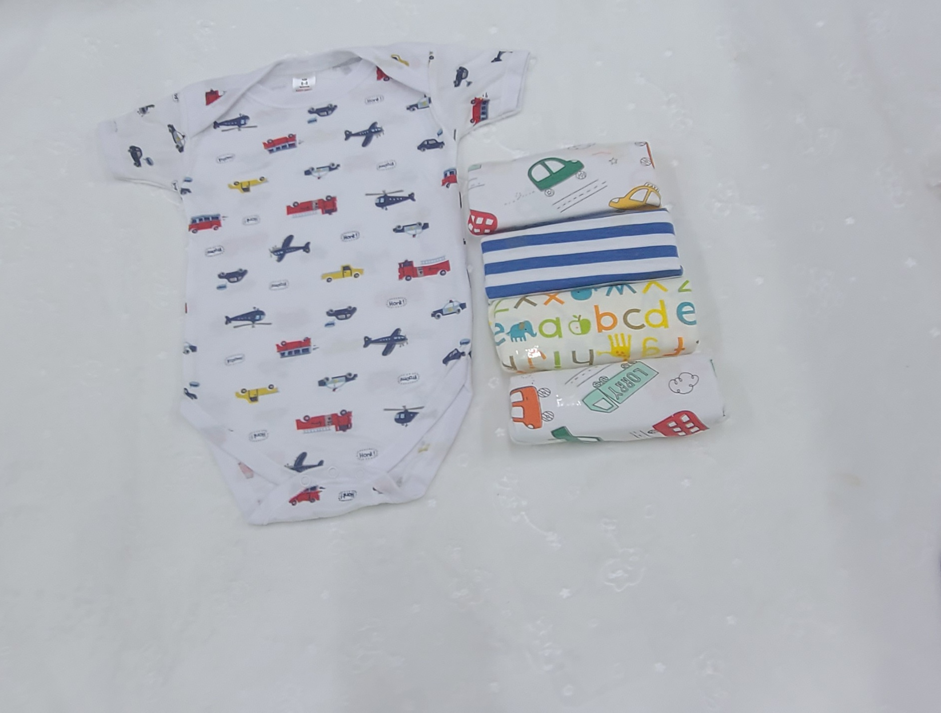 5 Piece Baby Boy Bodysuit Set Cotton (6–9M)