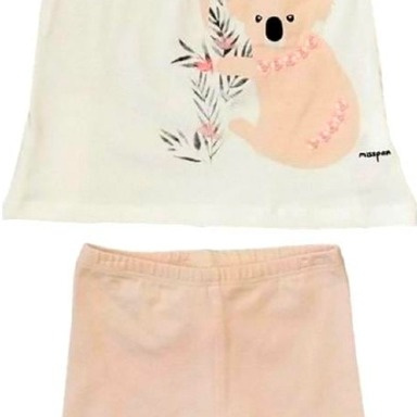 Bebepan Baby Girl Koala Cotton Set – White Top & Pink Leggings (3–12 Months)