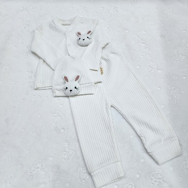White Ribbed Bunny Baby Set (3–6 Months) – Aquababy