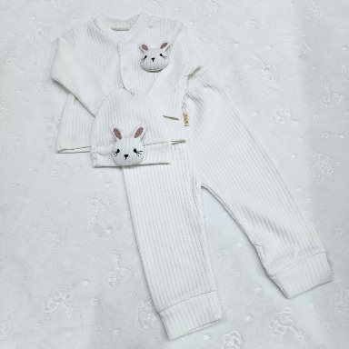 White Ribbed Bunny Baby Set (3–6 Months) – Aquababy