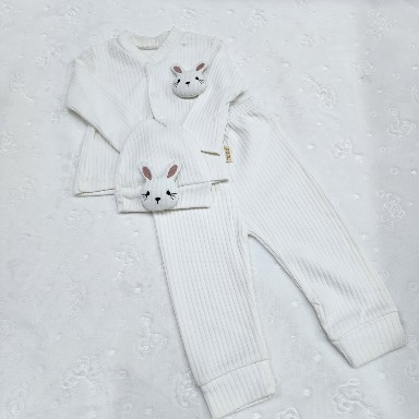 White Ribbed Bunny Baby Set (3–6 Months) – Aquababy