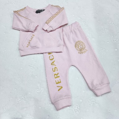 Luxury Pink Baby Tracksuit Set – Gold Motif Design (9–12 Months)