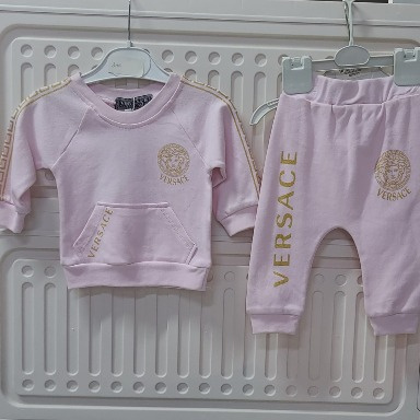 Luxury Pink Baby Tracksuit Set – Gold Motif Design (9–12 Months)