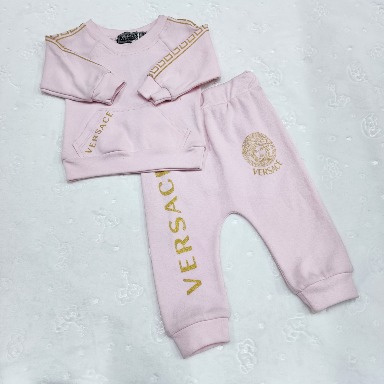Luxury Pink Baby Tracksuit Set – Gold Motif Design (9–12 Months)
