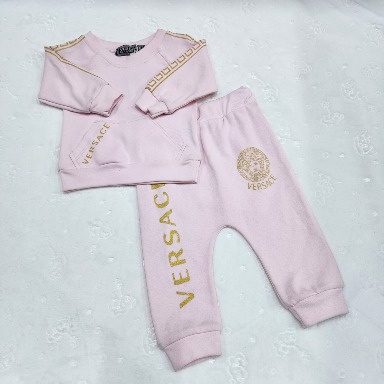 Luxury Pink Baby Tracksuit Set – Gold Motif Design (9–12 Months)