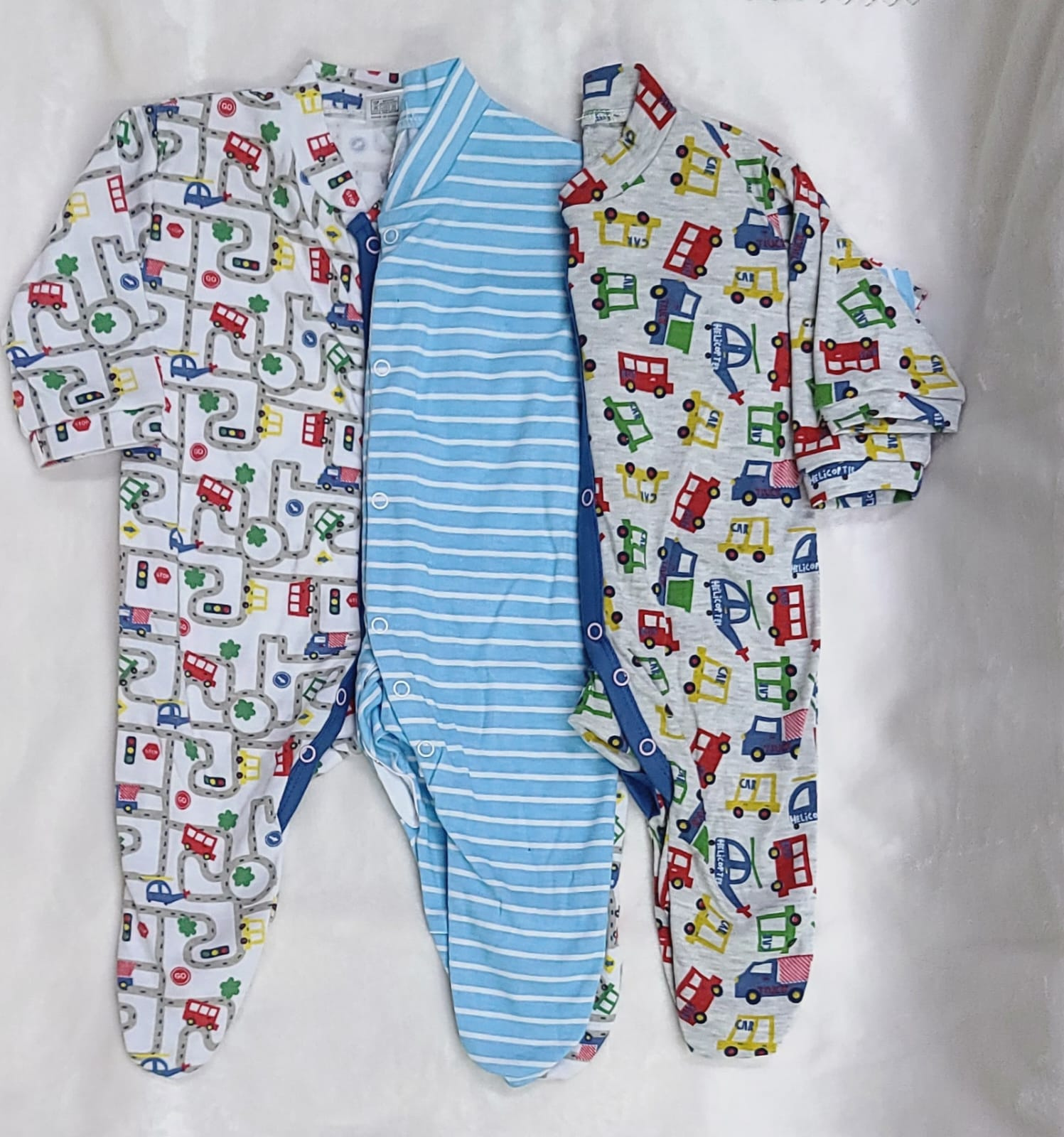3pcs Baby Sleepsuit Romper Cotton Footed (6–9M)