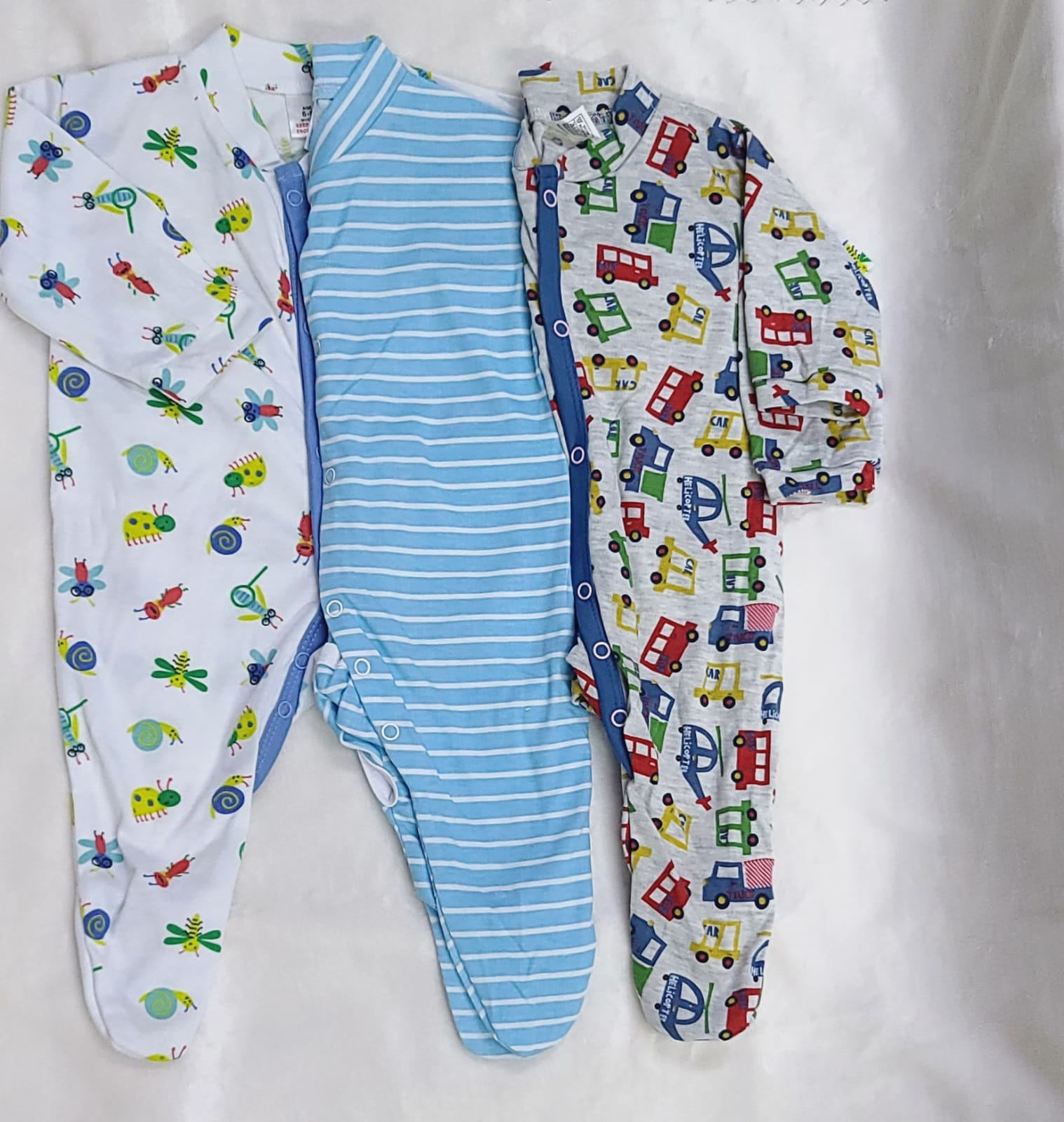 3pcs Baby Sleepsuit Romper Cotton Footed (6–9M)