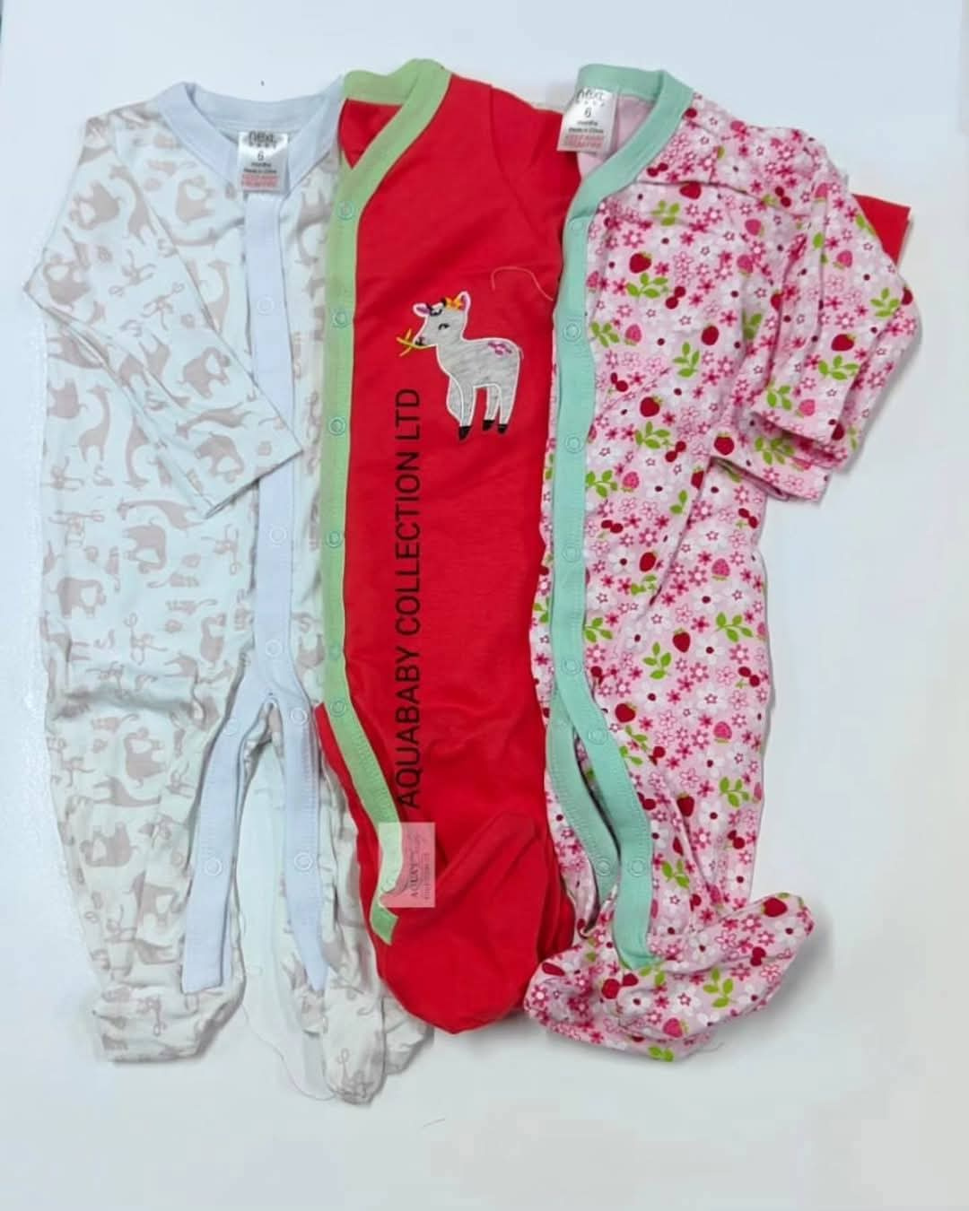 3pcs Baby Sleepsuit Romper Cotton Footed (6–9M)