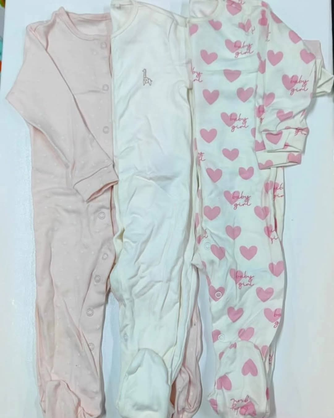 3pcs Baby Sleepsuit Romper Cotton Footed (9–12M)
