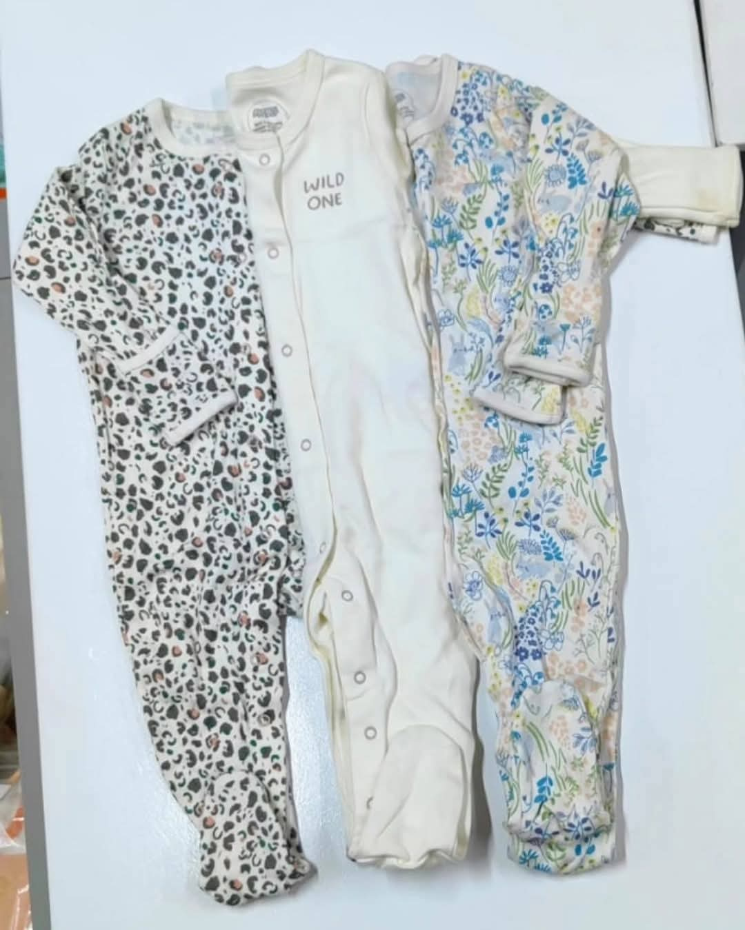 3pcs Baby Sleepsuit Romper Cotton Footed (9–12M)