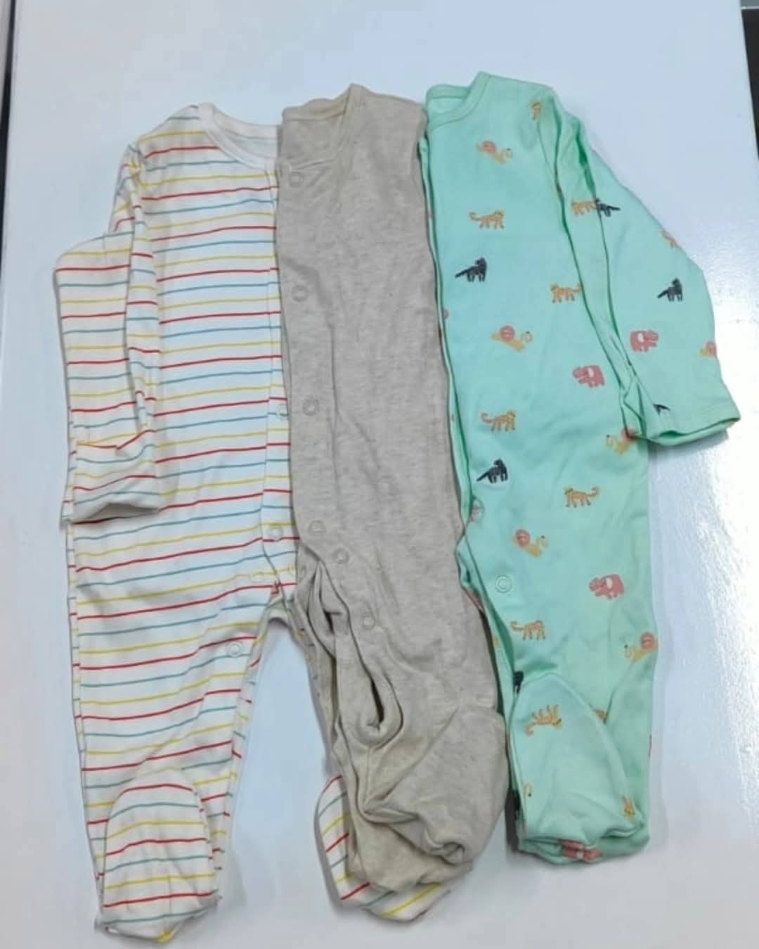 3 Piece Baby Sleepsuit Set Cotton (3–6M)