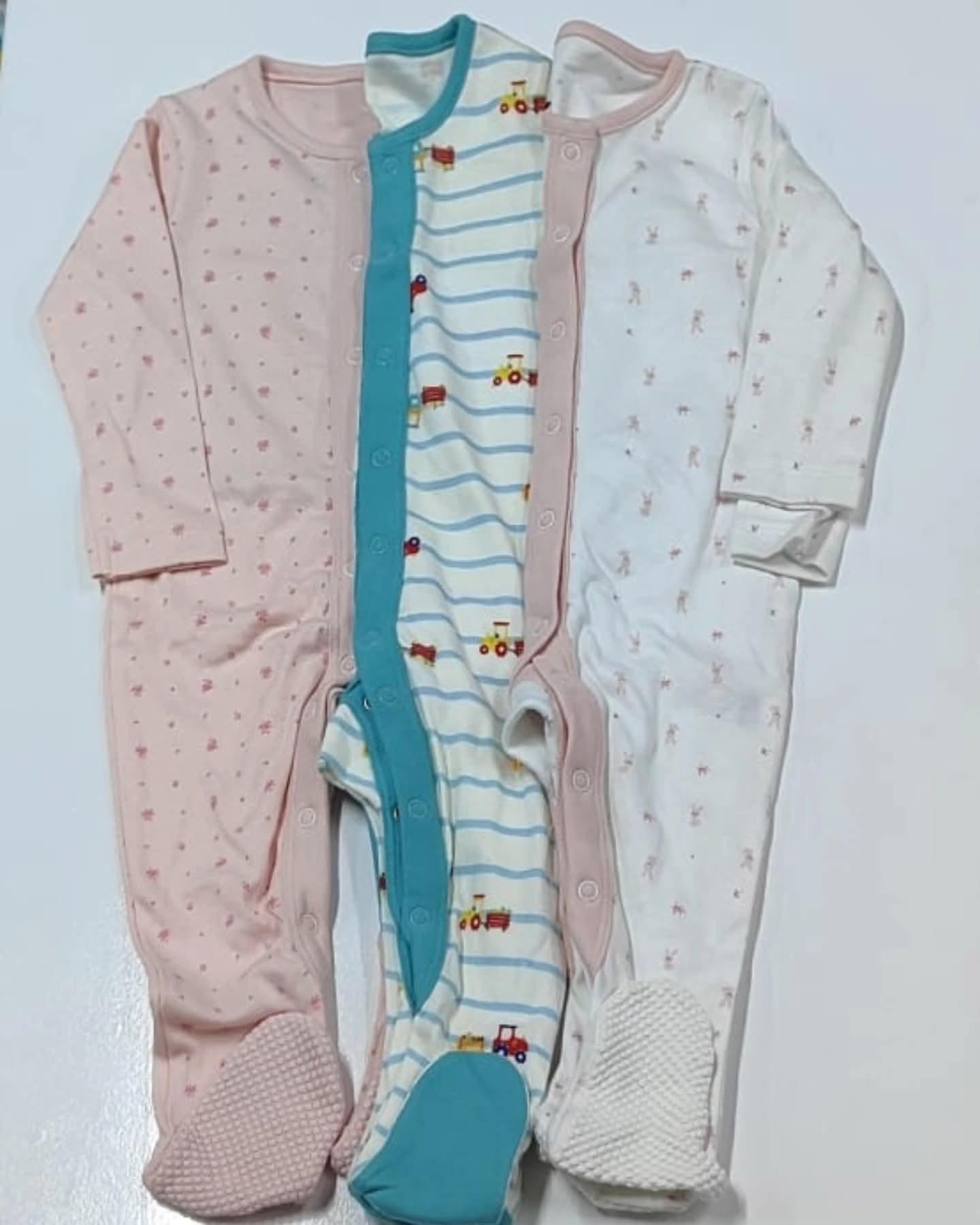 3 Piece Baby Sleepsuit Set Cotton (3–6M)