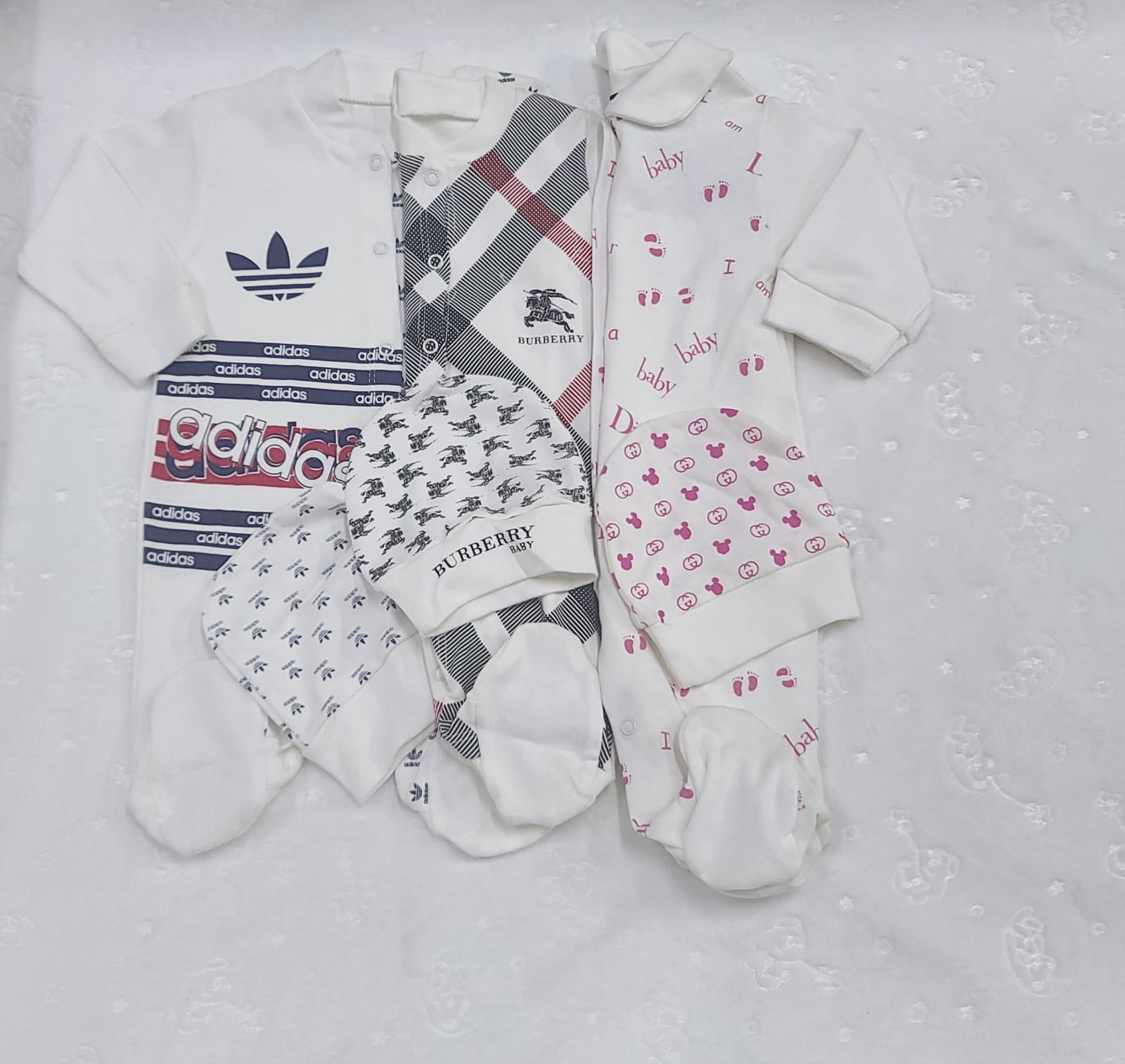 Fancy Cotton Romper Set (3-Piece) for Babies 6–9 Months | Soft Cotton Sleepsuit & Hat