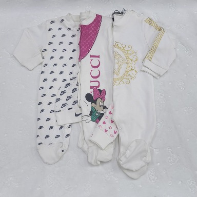 Fancy Cotton Romper Set (3-Piece) for Babies 9–12 Months | Soft Cotton Sleepsuit & Hat