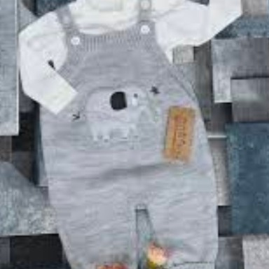 Grey Knitted Elephant Dungaree Baby Set (2-Piece) – 3–6 Months