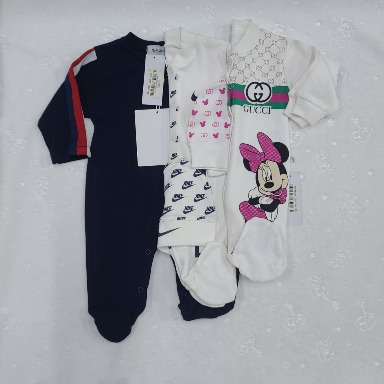 Fancy Cotton Romper Set (3-Piece) for Babies 3–12 Months | Soft Cotton Sleepsuits