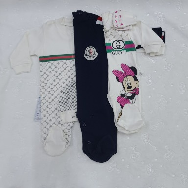 Fancy Cotton Romper Set (3-Piece) for Babies 3–12 Months | Soft Cotton Sleepsuits