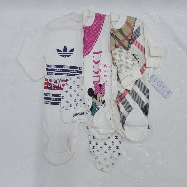Cotton Romper Set (3-Piece) for Babies 3–12 Months | Soft Cotton Sleepsuits