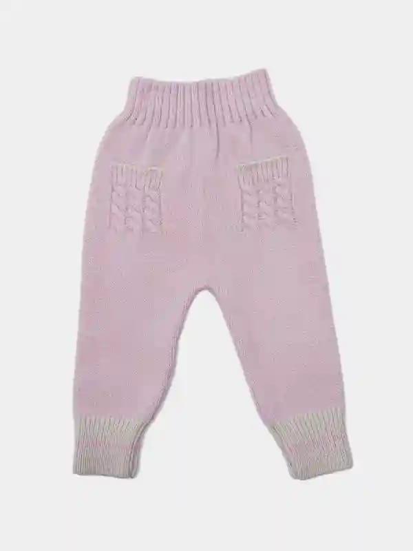 Pink Two-Piece Knit Baby Outfit with Pocket Detail (0–6 Months)