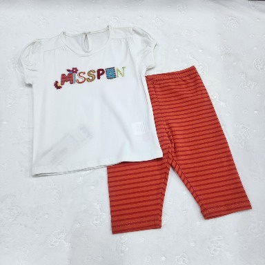 Girls 2-Piece Graphic T-Shirt & Striped Capri Leggings Set (24–30 Months)