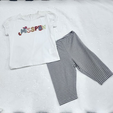 Girls 2-Piece Graphic T-Shirt & Striped Capri Leggings Set (24–30 Months)