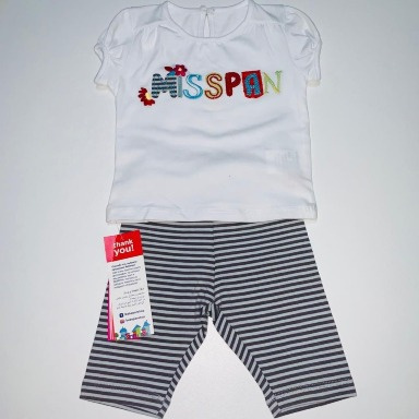 Girls 2-Piece Graphic T-Shirt & Striped Capri Leggings Set (24–30 Months)