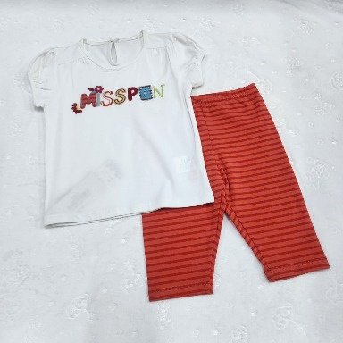Girls 2-Piece Graphic T-Shirt & Striped Capri Leggings Set (24–30 Months)
