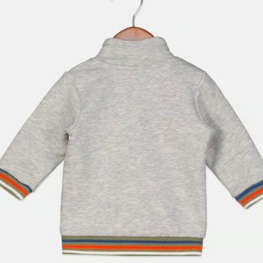 Baby Grey 2-Piece Tracksuit Set with Striped Cuffs & Mountain Print (3–6 Months)