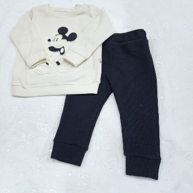 Disney Mickey Mouse Waffle-Knit Baby Outfit Set (0–6 Months)