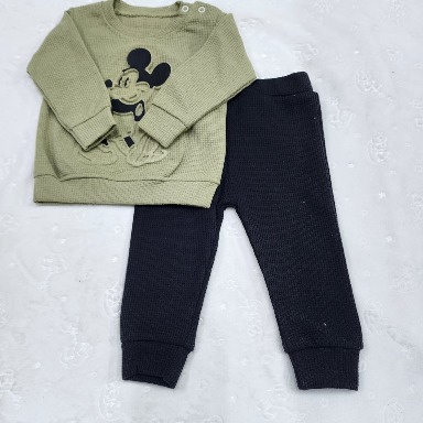 Disney Mickey Mouse Waffle-Knit Baby Outfit Set (0–6 Months)