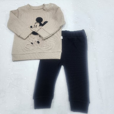 Disney Mickey Mouse Waffle-Knit Baby Outfit Set (0–6 Months)