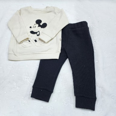 Disney Mickey Mouse Waffle-Knit Baby Outfit Set (0–6 Months)