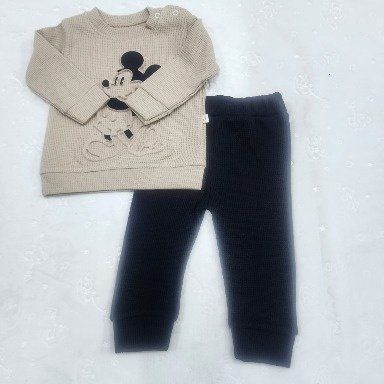 Disney Mickey Mouse Waffle-Knit Baby Outfit Set (0–6 Months)