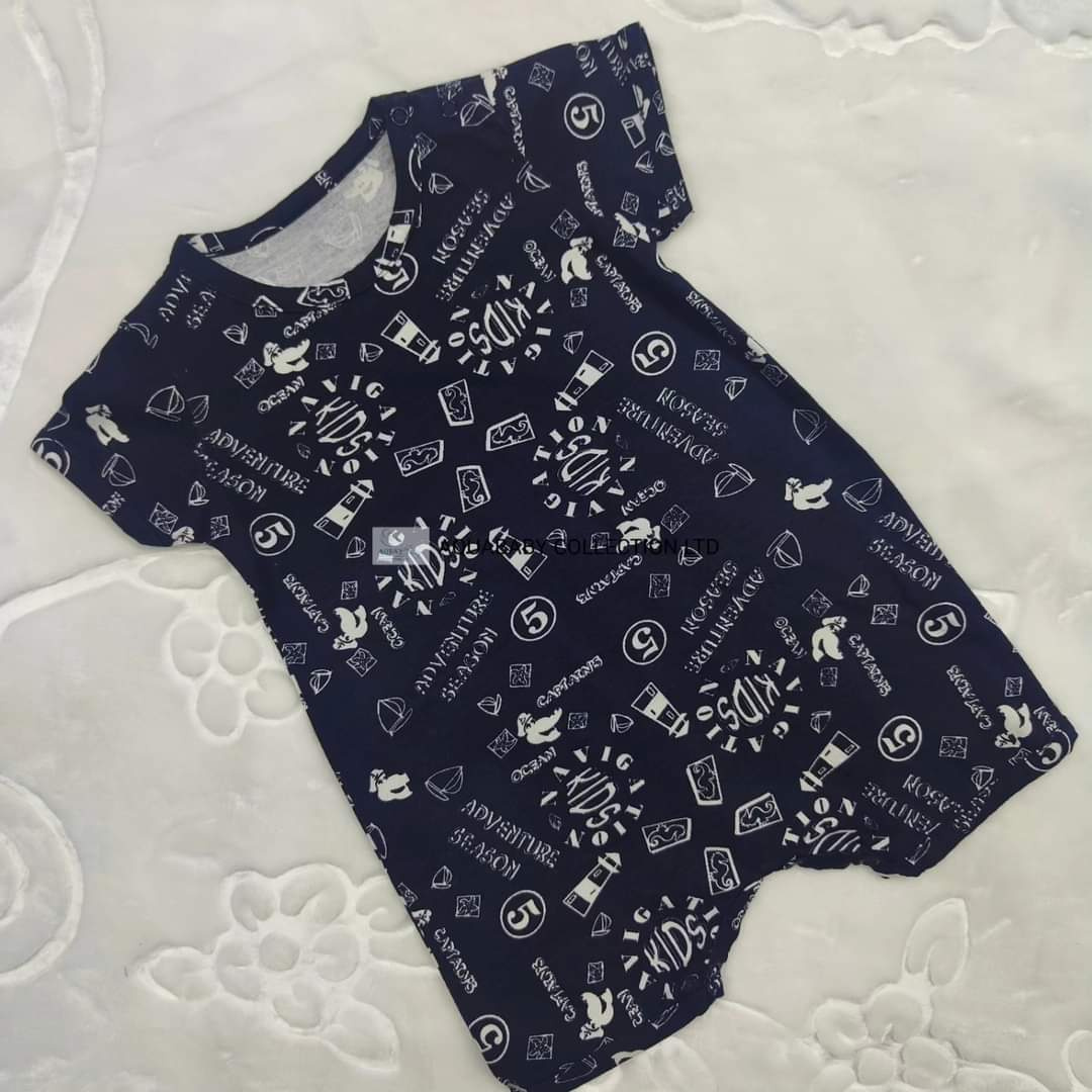 Baby’lou Nautical Baby Romper 0–3 Months – Navy Blue Adventure Print Bodysuit