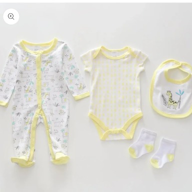 Mellow Yellow Baby Set by Ollie’s Place – 4-Piece Newborn Safari Outfit (0–6 Months)