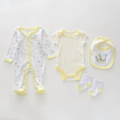 Mellow Yellow Baby Set by Ollie’s Place – 4-Piece Newborn Safari Outfit (0–6 Months)