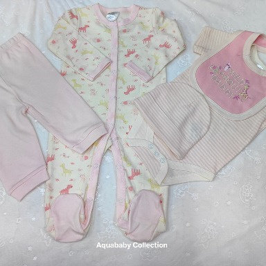 Aquababy Baby Girl Layette Set 3–6 Months | 4-Piece Safari Outfit Set